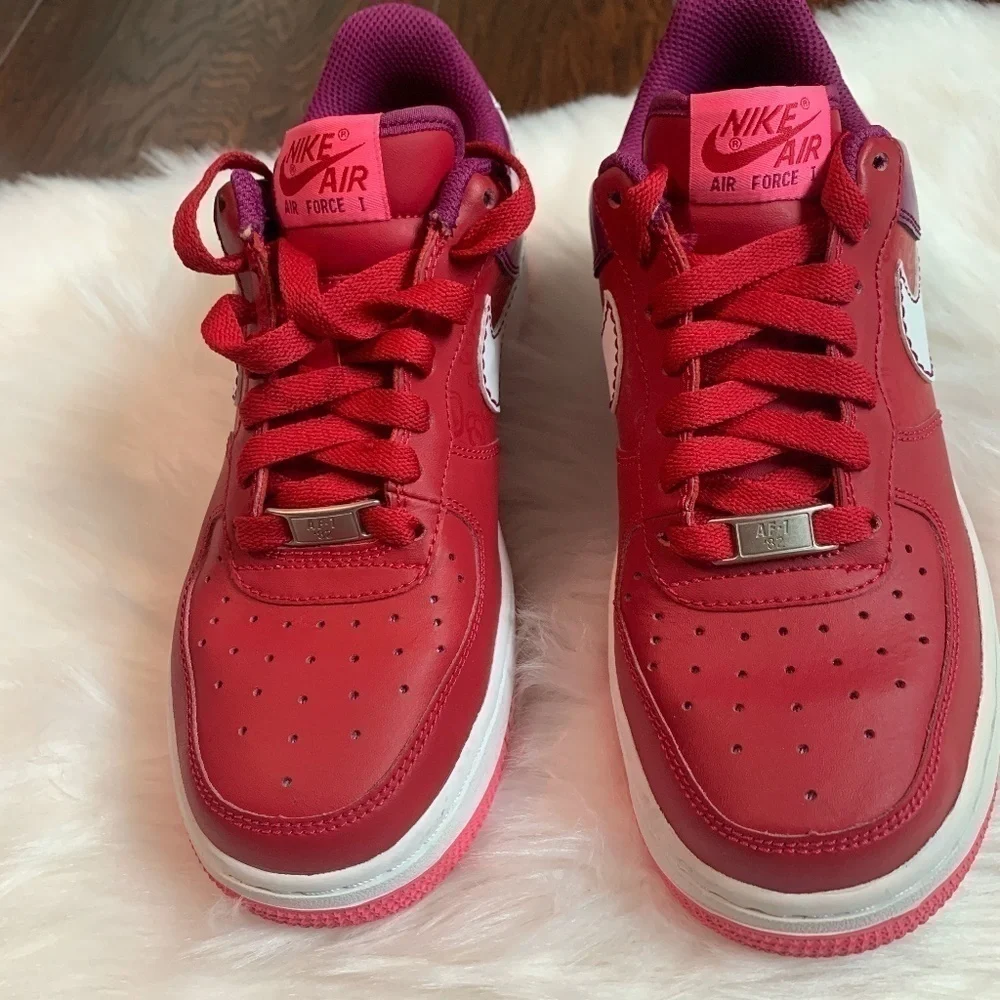Nike Red Berry Air Force 1 Low Youth Sneakers